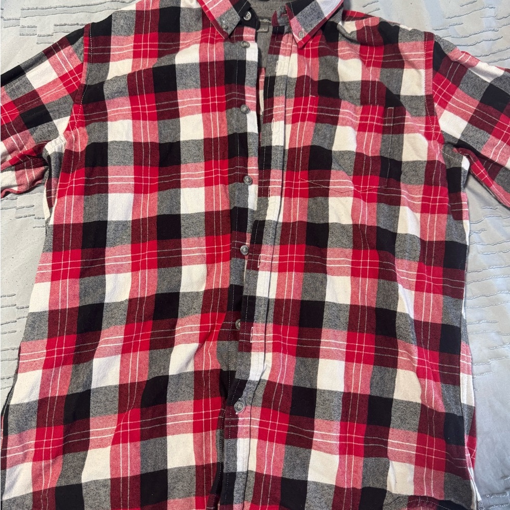 Eddie Bauer Red and Black Casual Button Down Shirt